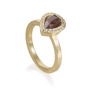 TODD REED 18K Yellow Gold Pear Diamond Halo Ring
